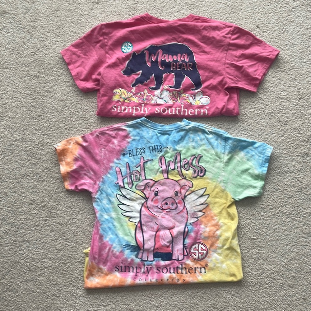 Bundle of two Simply Southern T shirts. Small.